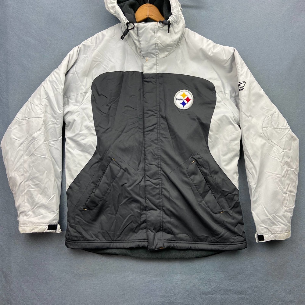Pittsburgh Steelers Fleece Lined Jacket Men's Medium Gray Reebok Coat